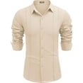 thumbnail image 3 of UKAP Mens Shirts Lapel Neck Blouse Button Down Tops Regular Fit Work Tunic Shirt Khaki 4XL, 3 of 8
