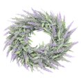 thumbnail image 1 of Coronas de lavanda artificial, corona de flores para puerta de entrada con hojas verdes, guirnalda para pared, decoración del hogar, interior y exterior, verde, 1 of 7