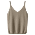 thumbnail image 4 of Women V-Neck Camisole undershirt Solid Casual Knitted Sweater Vest Brown L, 4 of 4
