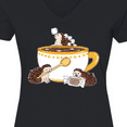 thumbnail image 4 of Inktastic Cute Hot Chocolate Hedgehogs Women's V-Neck T-Shirt, 4 of 5