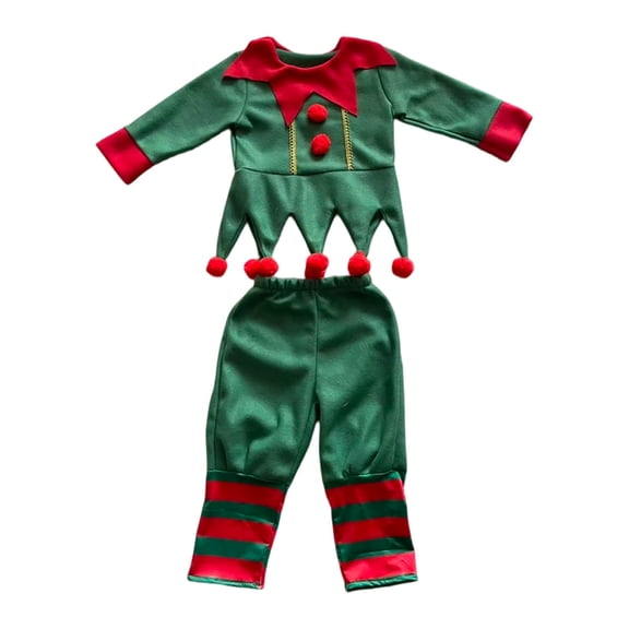 Tiweut Elf Outfits for Girls Kids Christmas Elf Santa's Dress Outfit Kid's Boys Holiday Elf Suit,Green,100