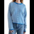 thumbnail image 1 of Suéter Tipo Cárdigan Informal de Cuello Redondo para Mujer, con Frente Abierto, Mangas Largas Onduladas, Tejido Corto Azul L, 1 of 8