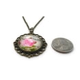 thumbnail image 5 of Romantic Pink Rose Necklace for Women - Antique Bronze - Gift for Gardener - Free Shipping, 5 of 6