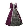 thumbnail image 2 of Elainilye Fashion Elegant Dresses for Women Vintage Gothic Court Gown Cake Skirt Plus Size Lace Clashing Dress,Purple, 2 of 4
