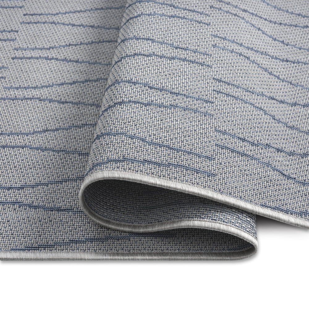 Nicole Miller New York Patio Country Willow Contemporary Geometric Indoor/Outdoor Area Rug, Blue/Grey, 7'9"x10'2"