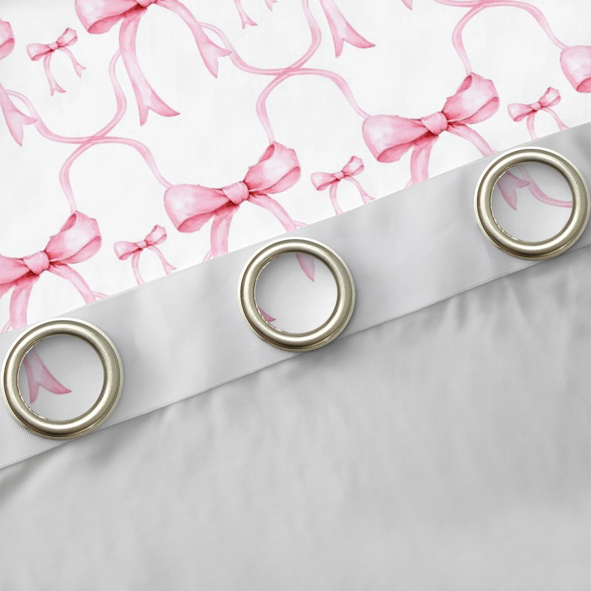 Manfei Cute Bowknot Curtains Pack of 2 (42x63),Girls Ribbon Bow Black Out Curtains,Pink White Curtains for Living Room For Girl,Breathable Bedroom Decor