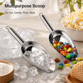 thumbnail image 5 of ABCISI Stainless Steel Ice Scoop with Mirror Finish, Thickened Metal Food Scoop for Ice Candy Flour Nuts Popcorn, Multipurpose Serving Shovel with Hanging Handle for Kitchen Bar Party, 9.84in Silver, 5 of 7