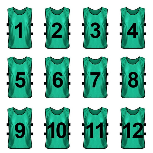 TOPTIE Ensembles de 12 Gilets d'Entraînement Numérotés (#1-12), Chasubles de Soccer