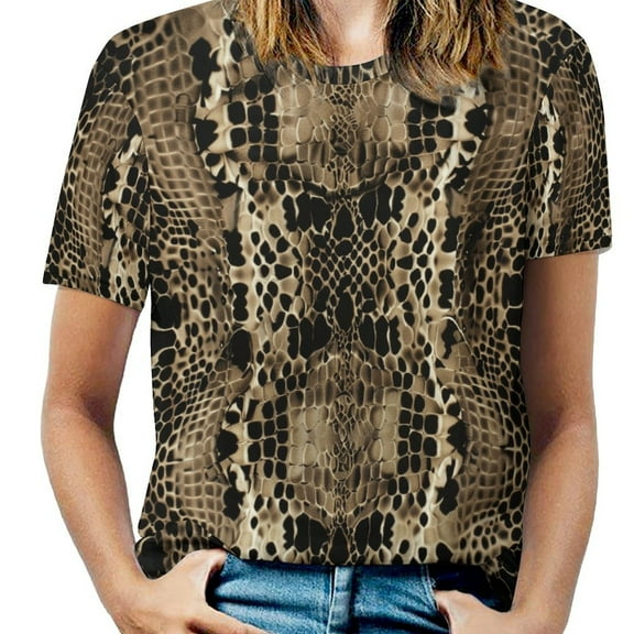 Animal Print Patterns Women's T-Shirt Short Sleeve T Shirts Tops Tee Ladies Loose T