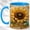 Blue, variant on Golden Sunflower Coffee Mug, Floral Sunflower Mug, Ceramic 11 oz