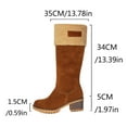 thumbnail image 4 of Winter Snow Boots for Women Zip up Suede Fuzzy Warm Mid Calf Booties Lug Sole Stacked Heel Casual Knee High Boots, 4 of 7