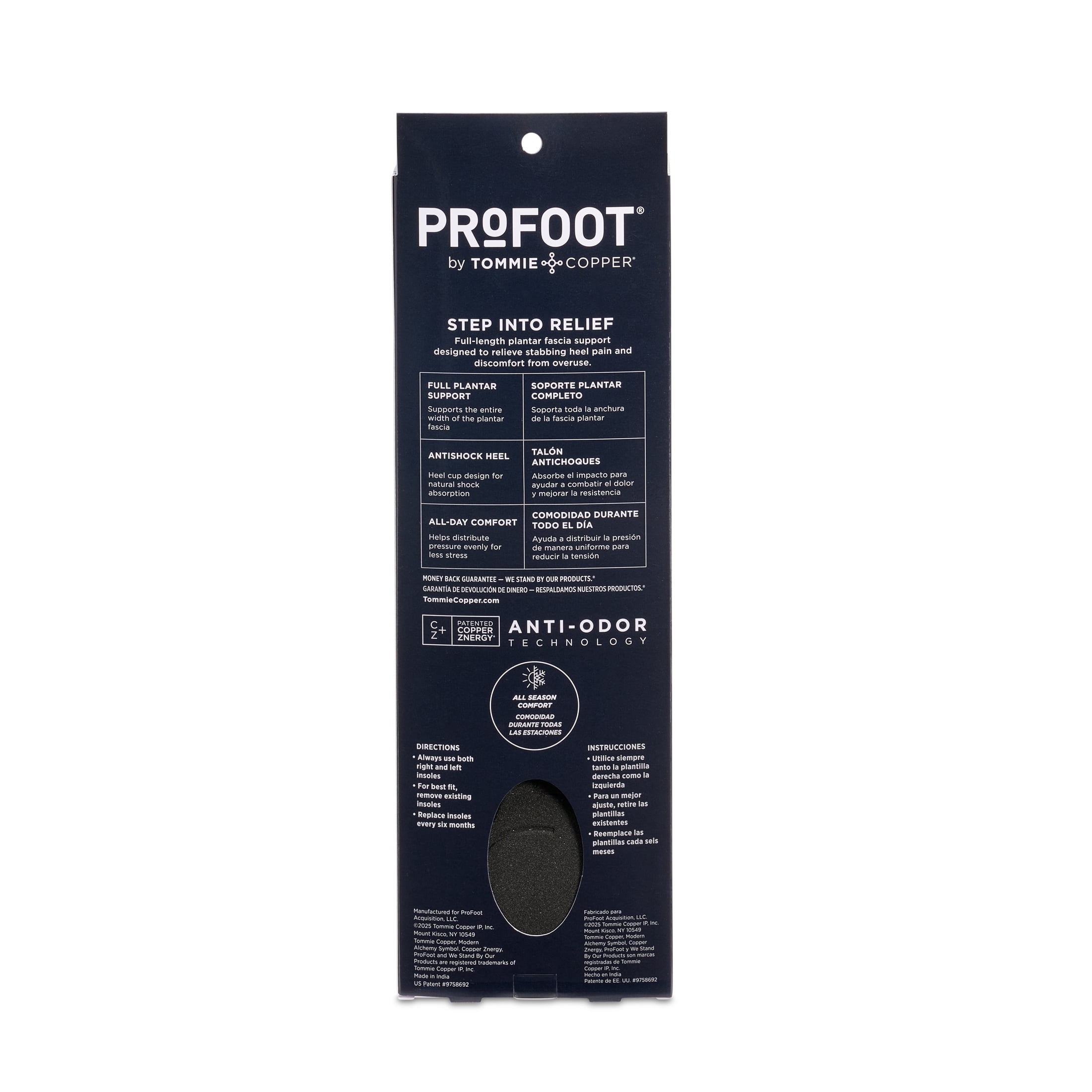 (2 pack) ProFoot Plantar Fasciitis Orthotic Insoles, Mens 8-13, 1 Pair