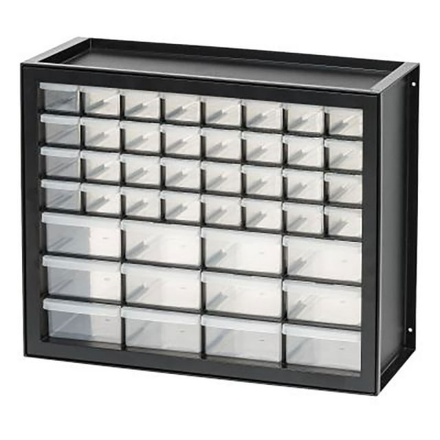 Iris 44 Drawer Clear Plastic Craft Garage Workshop Storage System Cabinet, Black