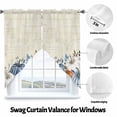 thumbnail image 5 of Swag Curtains Valances for Windows, Retro Fall Thanksgiving Short Kitchen Window Curtains Over Sink, Blue White Orange Boho Pumpkin Cafe Curtains Panel Set Of 2,Rod Pocket, 36 Inches Length, 5 of 8