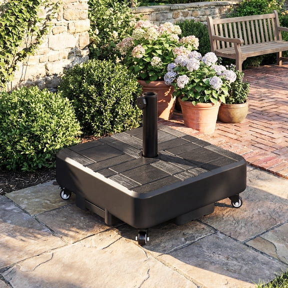 Outsunny Patio Umbrella Base Outdoor Umbrella Stand with Wheels for 1.5"/1.9" Poles