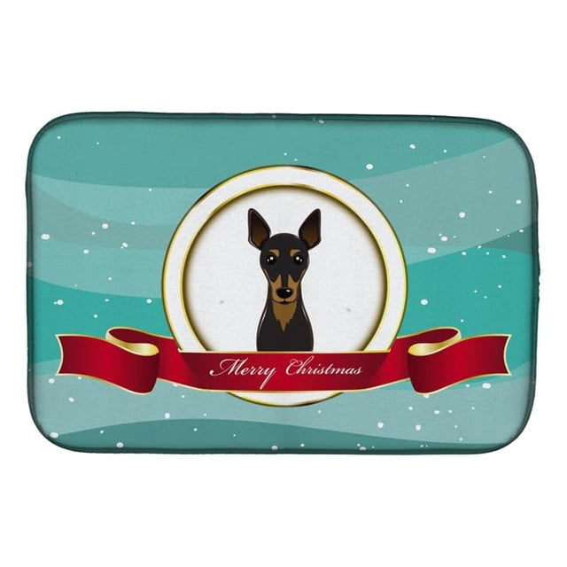 Carolines Treasures BB1550DDM Min Pin Merry Christmas Dish Drying Mat