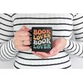 thumbnail image 2 of Book Lover, Reading Enthusiast or Someone Who Loves Books, Groovy Retro Wavy Text Merch Gift, Black 11oz Ceramic Mug, 2 of 5