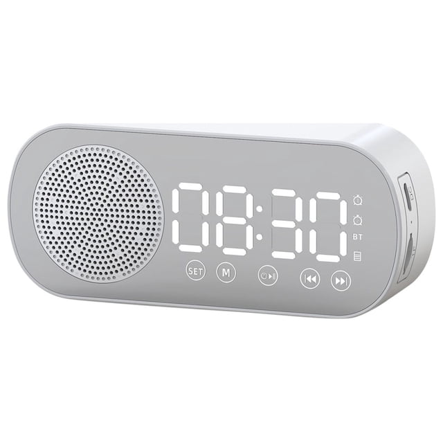 SuoKom Bluetooth Speakers Alarm Clock LED Mirror Digital Alarm Clock Big Time Display Table Alarm Clock Wireless Speaker Subwoofer Music Player Support Bluetooth Alarm Clocks For Bedrooms On Clearance