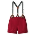 thumbnail image 4 of Okbabeha Toddler Boy Gentleman Outfits Button Down Shirt with Suspender Shorts 2Piece Dress Suit Baby Boy Summer Clothes, 4 of 7
