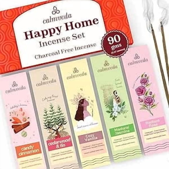 Happy Home Incense Multipack- (5 Variants) Vanilla Cake, Balsam Cedar, Rose & Cinnamon