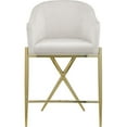 thumbnail image 3 of Maklaine Velvet Rich Cream Counter Stool Contemporary 38"H Unassembled, 3 of 8