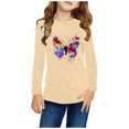 thumbnail image 2 of CLOISE Toddler Shirts for Girls Long Sleeve Boys Crew Neck Tops Butterfly Outfits Fall Winter Clothes Beige 3T, 2 of 5