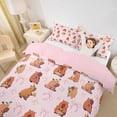 thumbnail image 3 of Erosebridal Brown Cartoon Capybaras Twin Bedding For Kids,Pink Bow Cute Bowknot Duvet Cover Set For Bowtie Girls ,Reversible Pink 2 Pieces,No Comforter, 3 of 6
