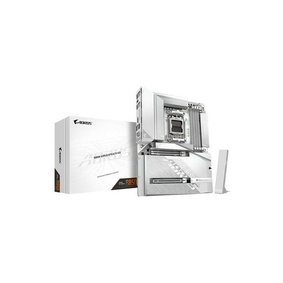 GIGABYTE B850 AORUS STEALTH ICE AMD AM5 Motherboard, ATX, DDR5, 4x M.2, PCIe 5.0, USB-C, WIFI7, 5GbE LAN, EZ-Latch,