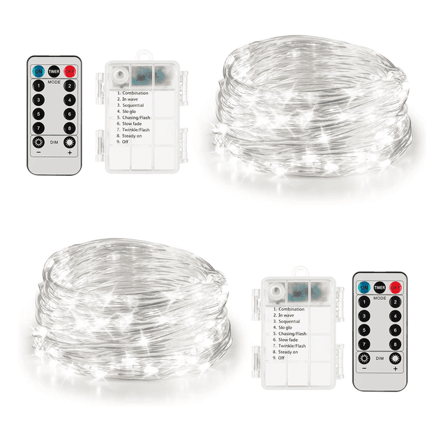 Paquete de caja 16 pies 50 luces de hadas LED alimentadas por batería Navidad, jardín, decoración de dormitorio (control remoto) Ormromra CPB-US-DYP912-3