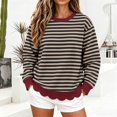 thumbnail image 5 of Womens Oversized Striped Crewneck Sweatshirt,Scalloped Long Sleeve Pullover Y2K Tops,Loose Fit Lightweight,Comfort Cute Sweatshirts,Soft Cozy Loungewear,2026 Fall Casual Trendy Outfits Coffee, 5 of 6