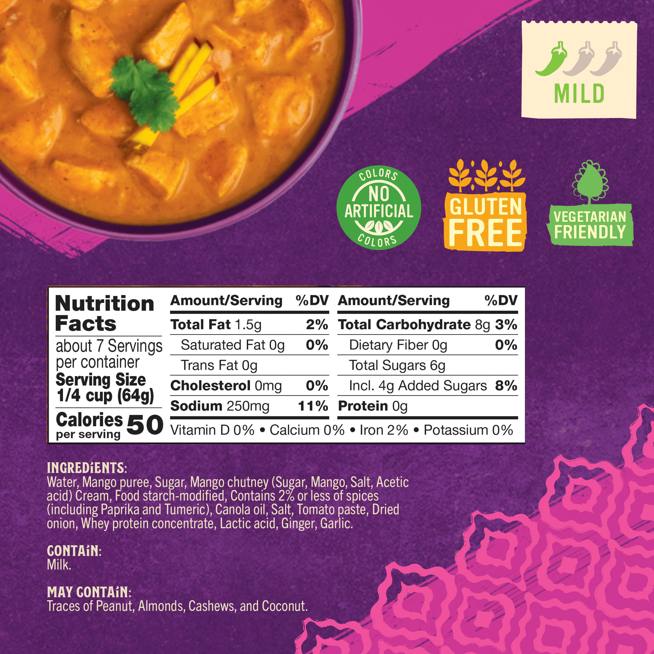 (4 pack) Patak's Mild Mango Curry Simmer Sauce, 15 Ounce Bottle