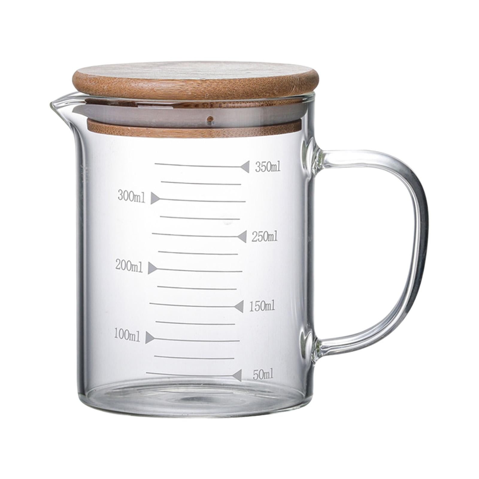 Measuring Jar Glasses Beaker Mug, Large Glass Measuring Cup with Handle and  Lid Clear Graduated Beaker Mug for Kitchen Restaurant(04)