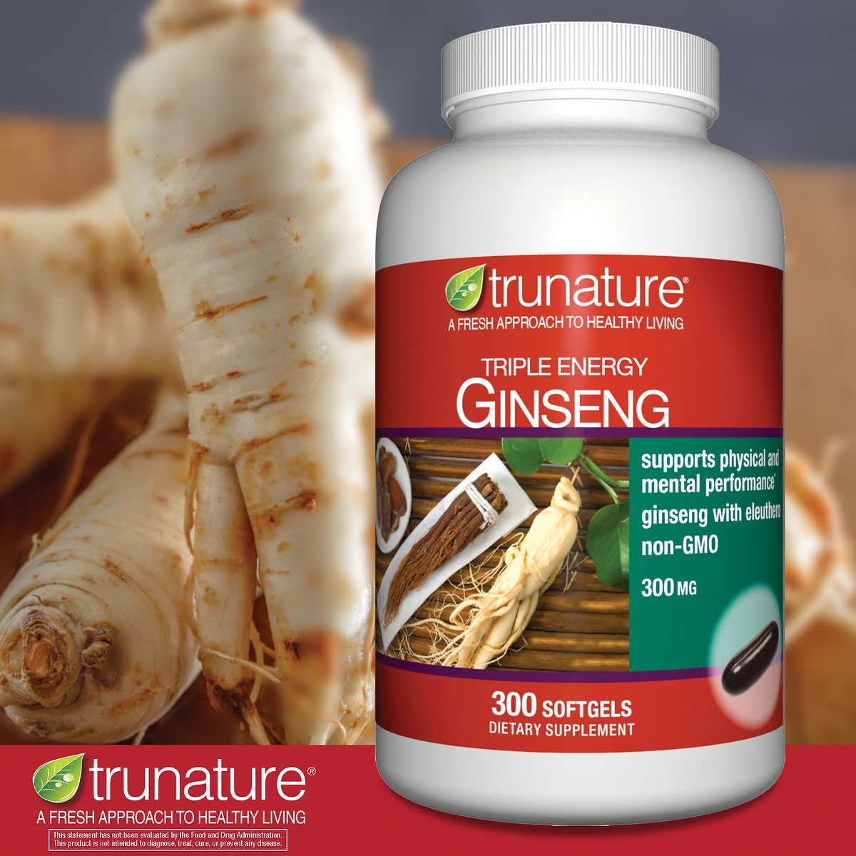 Trunature Triple Energy Ginseng 300 mg. 300 Softgels