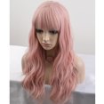 thumbnail image 2 of RightOn 23" Pink Wig Long Curly Wig with Bangs Women Girls Lovely Pink Wigs Synthetic Wig with Wig Cap, 2 of 4