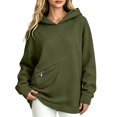 thumbnail image 3 of TGSLY Women's Hooded Sweatshirt Lightweight Long Sleeve Fall Pullover Relaxed Casual Solid Color Athletic Tunic Tops with Zipper Pocket XL, 3 of 8