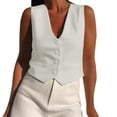 thumbnail image 4 of DondPO Womens Suit Vest Blazers For Women Womens Vest Top Plus Size Blazer Blazers For Women Business Casual Vest Top Summer Vests For Women 2025 Trendy White L, 4 of 8