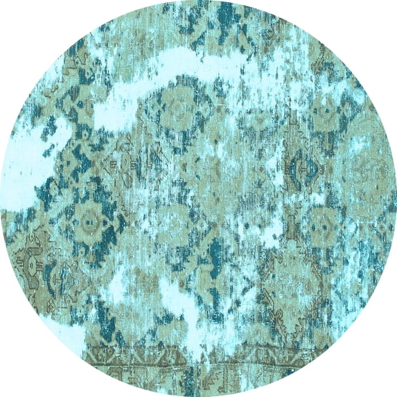 Ahgly Company Indoor Round Abstract Light Blue Modern Area Rugs, 3' Round