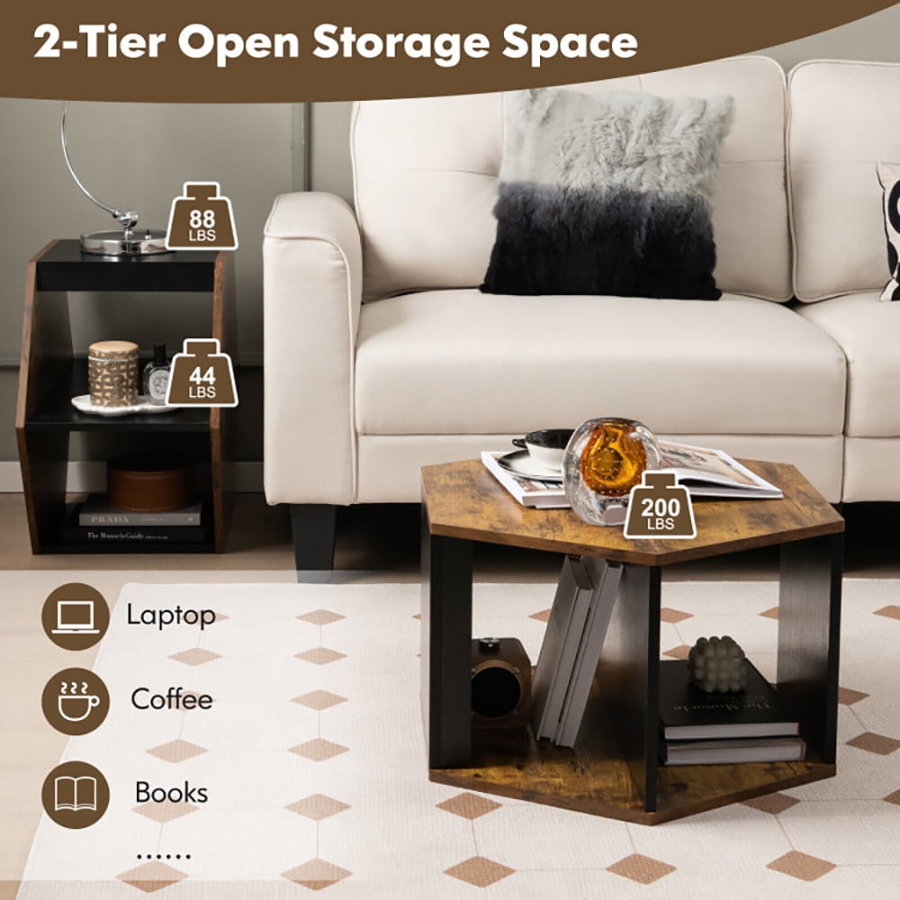 Finihen End Table, 2 Pieces Hexagonal Side End Table, for Living Office Coffee Room, Coffee Finihen End Table, 2 Pieces Hexagonal Side End Table, for Living Office Coffee Room, Coffee