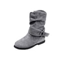 thumbnail image 1 of CEHVOM Bottines d'Hiver Plates pour Femmes en Cuir, à Boucle, en Suède, à Fermeture Éclair, Bout Rond, 1 of 4