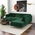 thumbnail image 4 of Kole Green Velvet Modern Living Room Corner Sectional Couch, 4 of 7