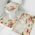 thumbnail image 3 of Farmhouse Pink Floral Bath Mat 3 Piece Bathroom Rug Set, Spring Vintage Botanical Flowers Non Slip Bath Rug Contour Mat and Toilet Lid Cover, Absorbent Shower Mats Soft Bath Rugs and Mats Sets, 3 of 8