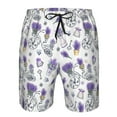 thumbnail image 4 of Wukai Lavender Bicycle Print Beach Trunks with Compression Liner Swimsuit Quick Dry Beach Sports Shorts with Pocket-Small, 4 of 8