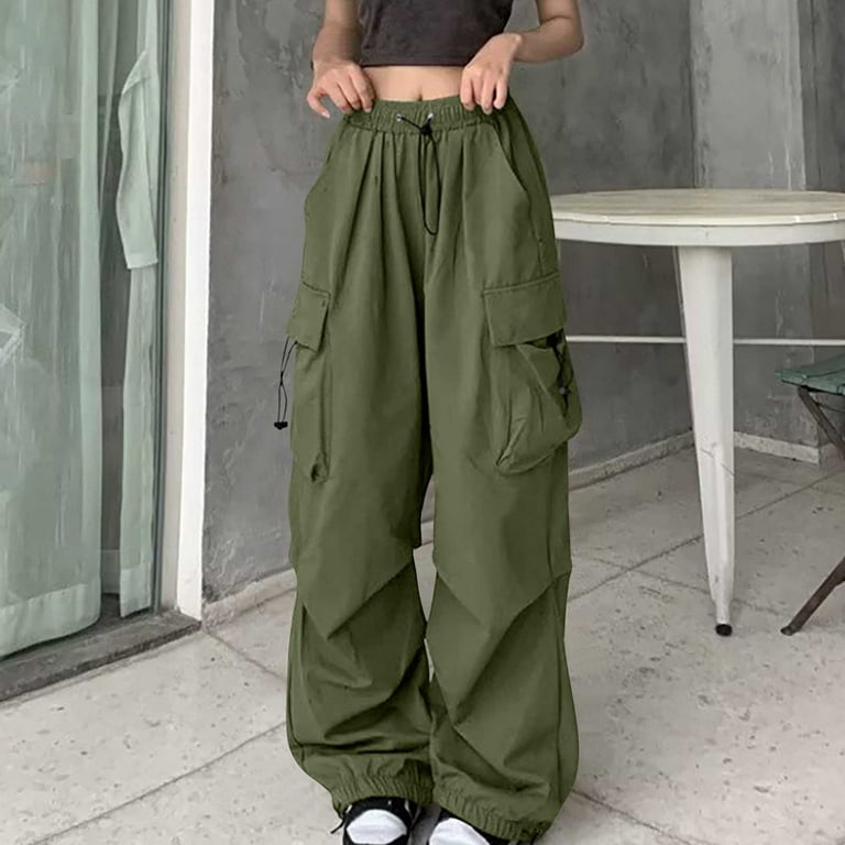 Hfyihgf Parachute Pants for Women Y2K Baggy Cargo Pants