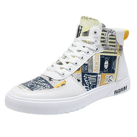 

Mens Casual Shoes Men Shoes High Top Fashion Casual Shoes for Walking Lace Up Sports Shoes Casual Shoes for Men Pu Yellow 43