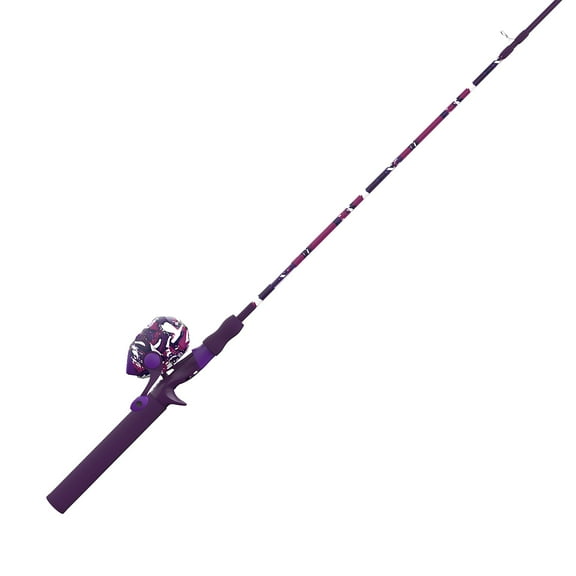Zebco Splash Spincast Reel and Fishing Rod Combo, 6-Foot 1-Piece Fiberglass Rod, Medium Power, Moderate Action, Size 20 Reel, Ball Bearing System, All Metal Gears, Tidepool Purple