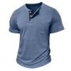 Tunhigl Men's Henley Short Sleeve Shirt Cotton Lightweight Tee Shirts Casual Summer Basic Tees with Pocket