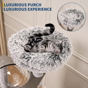 Tour de l'arbre de chat multi-niveaux pour les chats intérieurs - 66.9" Centre d'activités avec coffret à litière, hamac, lit doux, coussins lavables, sisal scratcher, condo pour le jeu et le repos, gris ND