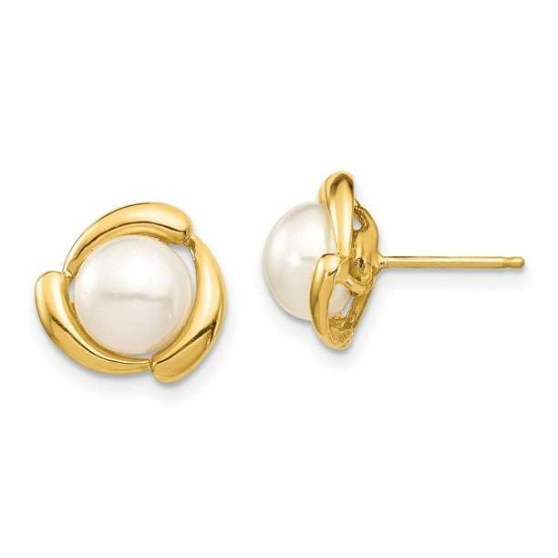 Button Pearl Stud Earrings