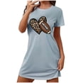 thumbnail image 1 of Chemise de Nuit Courte pour Femmes, Robe de Nuit Grande Taille avec Imprimé Poitrine, Chemise de Nuit à Manches Courtes Coupe Ample, Pyjama Décontracté à Col Rond pour Dormir et Se Détendre, 1 of 4