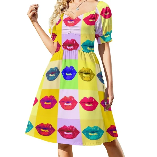 Vestido Pop de manga corta para mujer, ropa de mujer, ropa coreana, vestidos elegantes para mujer, vestidos de cóctel de verano.